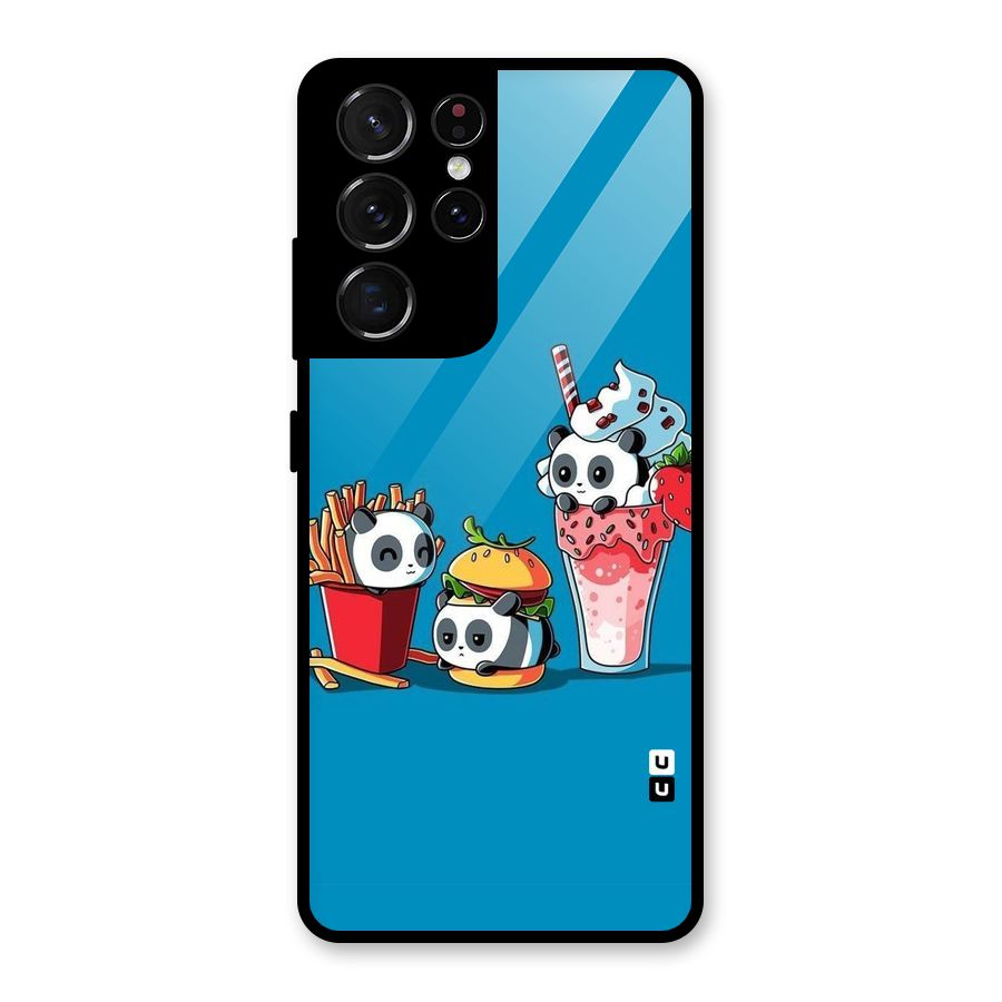 Panda Lazy Glass Back Case for Galaxy S21 Ultra 5G