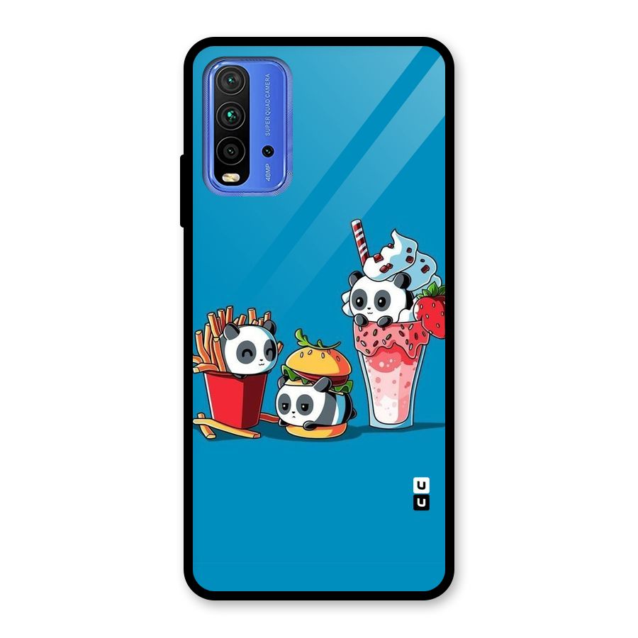 Panda Lazy Glass Back Case for Redmi 9 Power