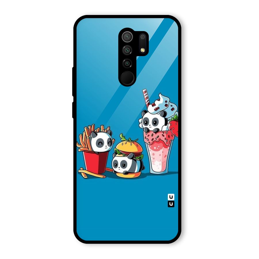 Panda Lazy Glass Back Case for Redmi 9 Prime