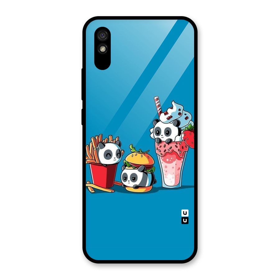 Panda Lazy Glass Back Case for Redmi 9i