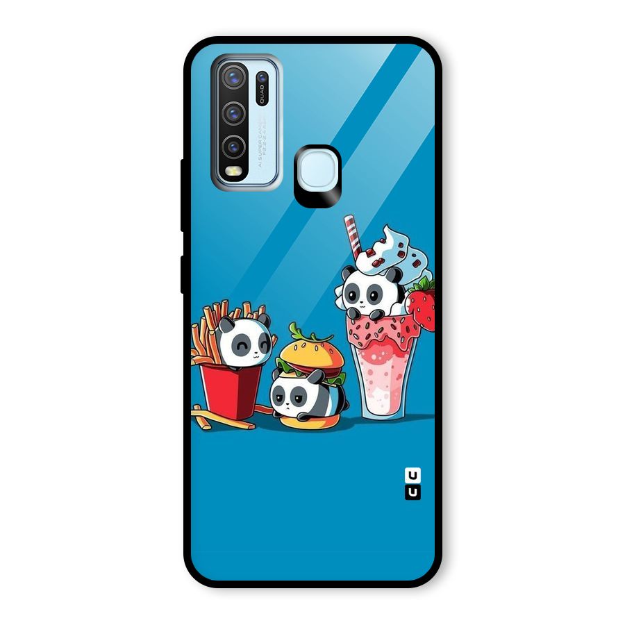 Panda Lazy Glass Back Case for Vivo Y30