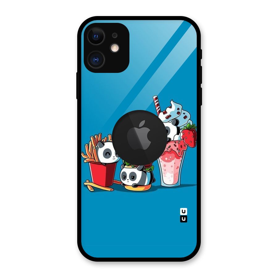 Panda Lazy Glass Back Case for iPhone 11 Logo Cut