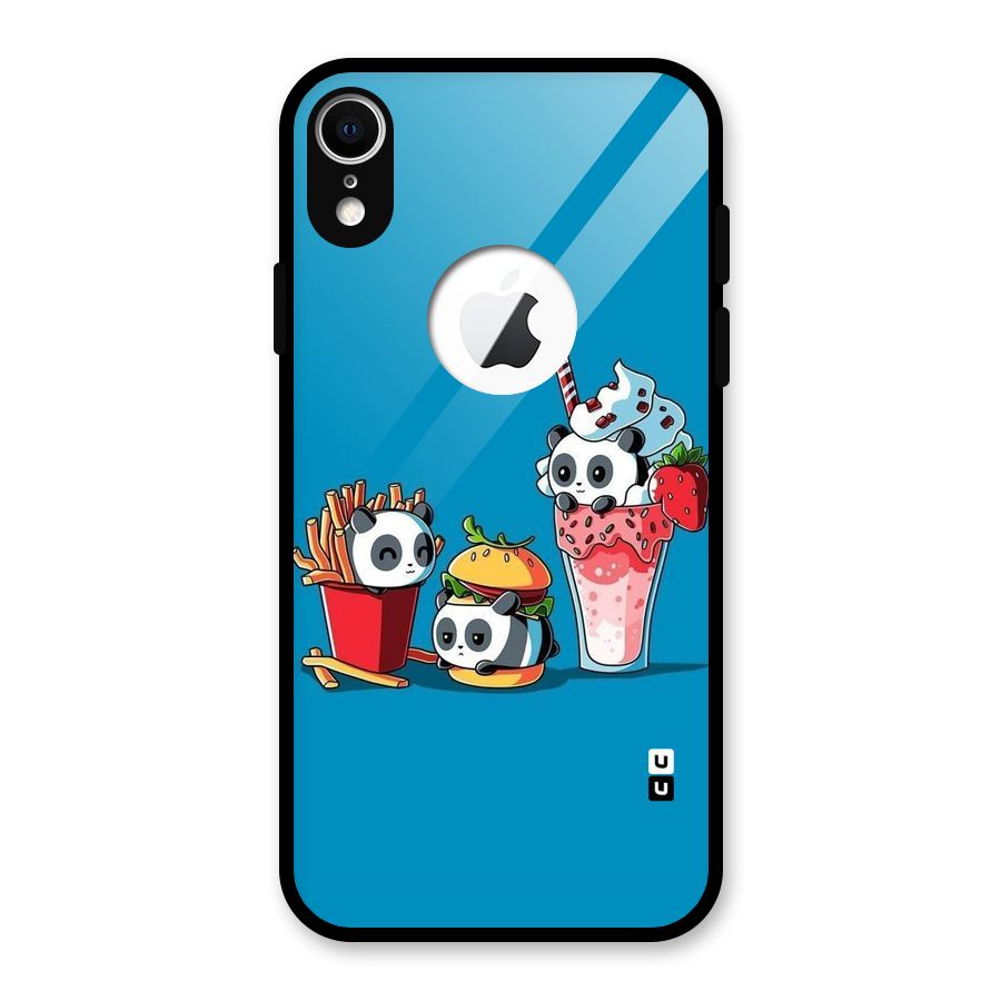Panda Lazy Glass Back Case for iPhone XR Logo Cut