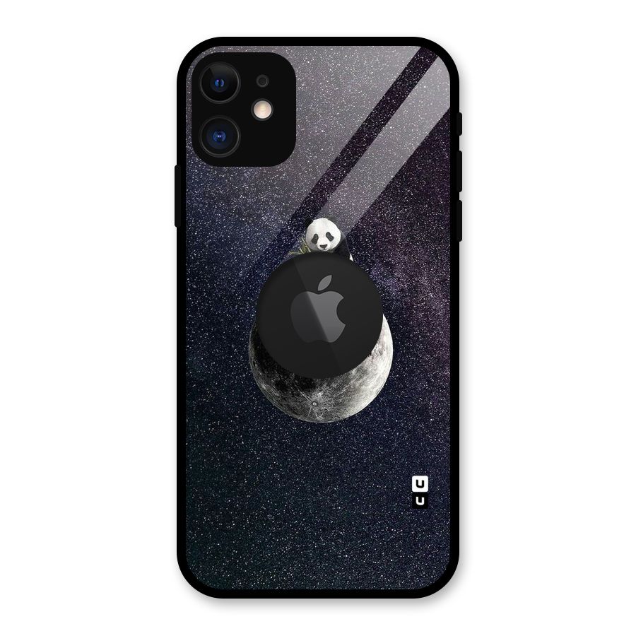 Panda Space Glass Back Case for iPhone 11 Logo Cut