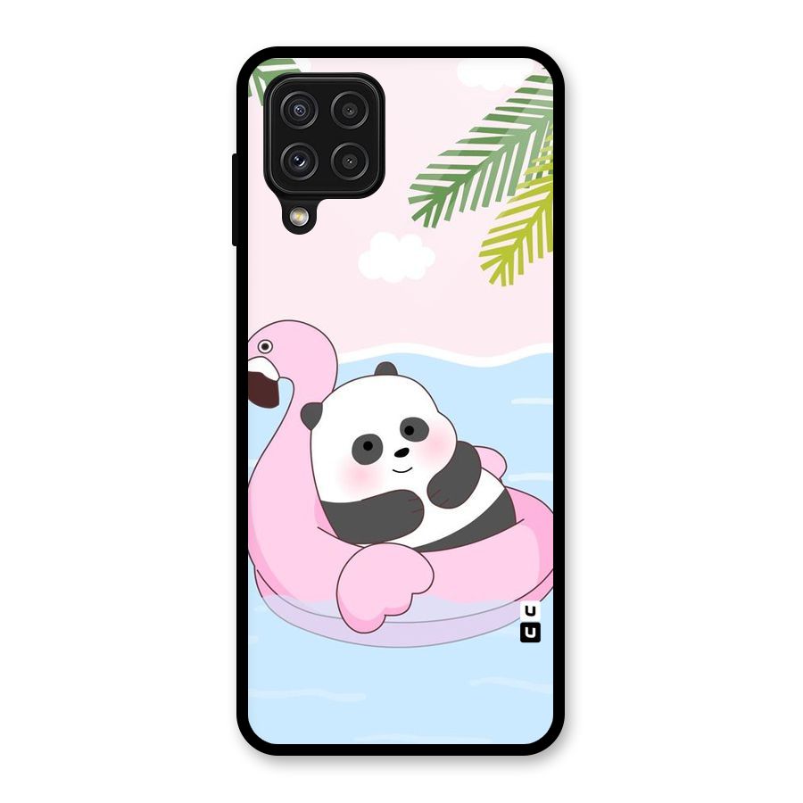 Panda Swim Glass Back Case for Galaxy A22 4G