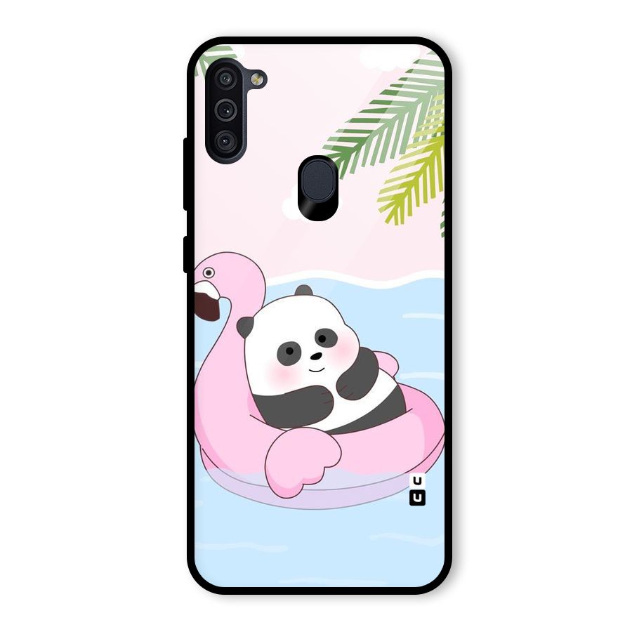 Panda Swim Glass Back Case for Galaxy M11