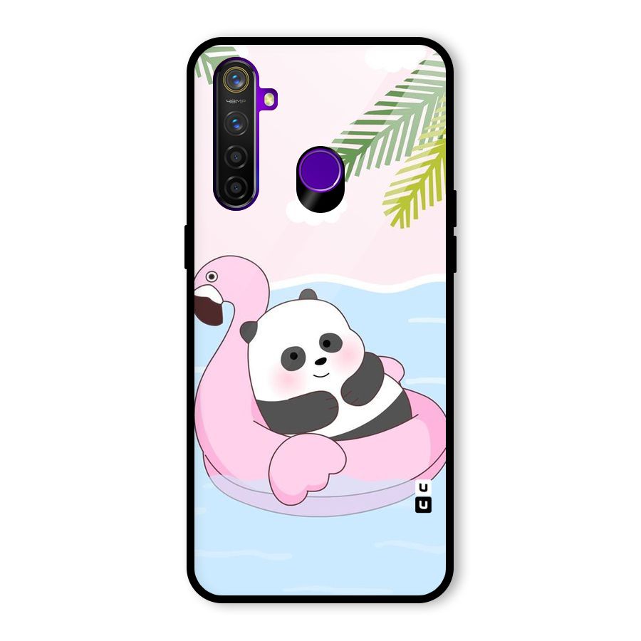 Panda Swim Glass Back Case for Realme 5 Pro
