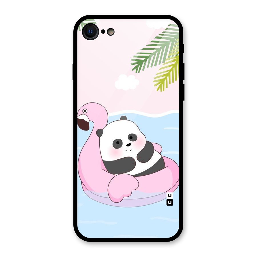 Panda Swim Glass Back Case for iPhone SE 2022
