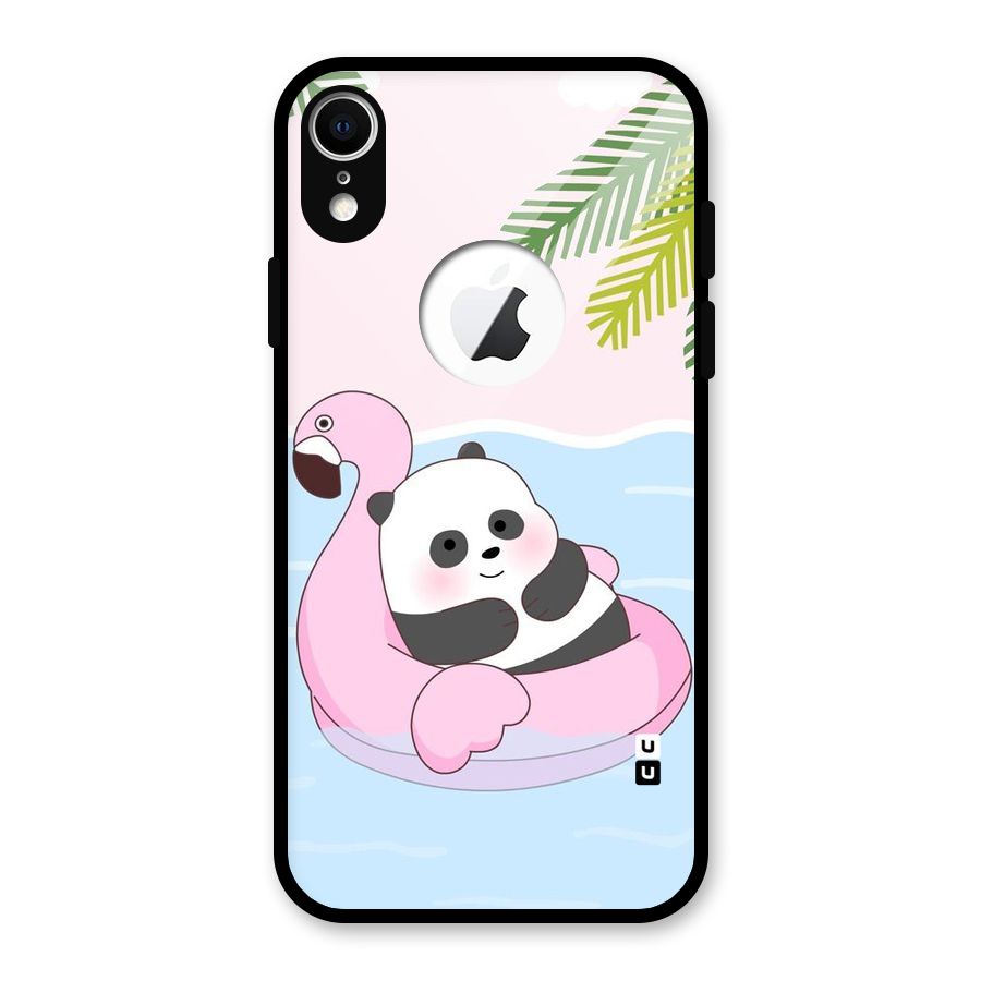Panda Swim Glass Back Case for iPhone XR Logo Cut