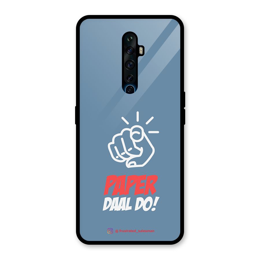 Paper Daal Do SteelBlue Glass Back Case for Oppo Reno2 F