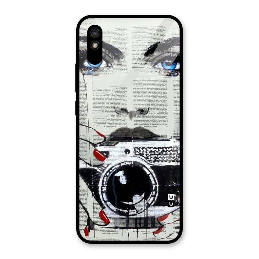 Paper Face Beauty Glass Back Case for Redmi 9i