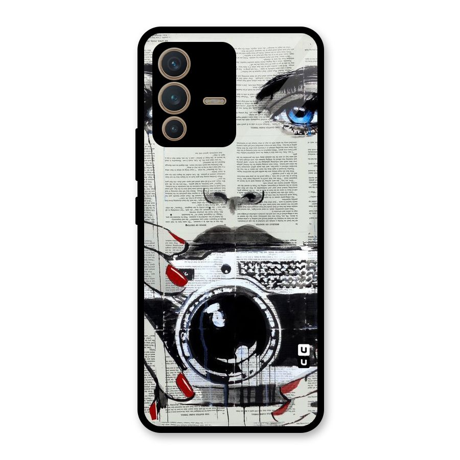 Paper Face Beauty Glass Back Case for Vivo V23 5G