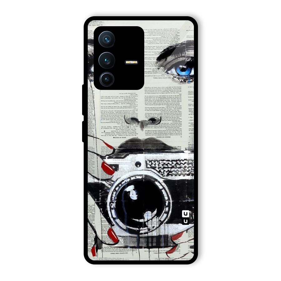 Paper Face Beauty Glass Back Case for Vivo V23 Pro