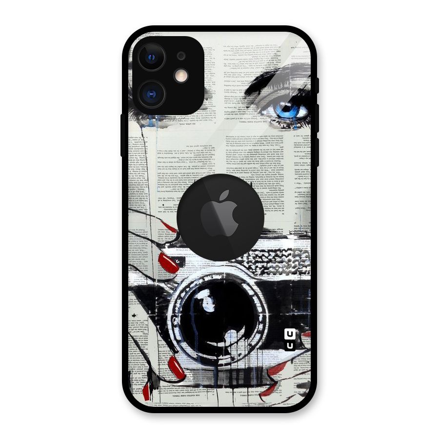 Paper Face Beauty Glass Back Case for iPhone 11 Logo Cut