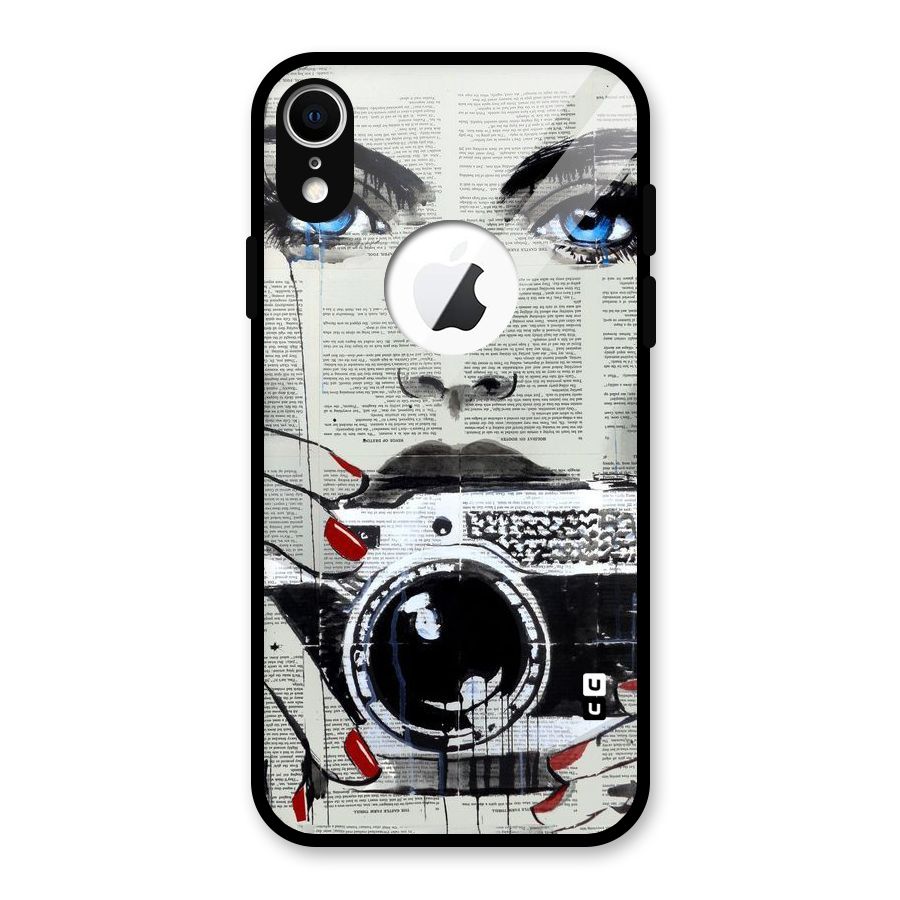 Paper Face Beauty Glass Back Case for iPhone XR Logo Cut