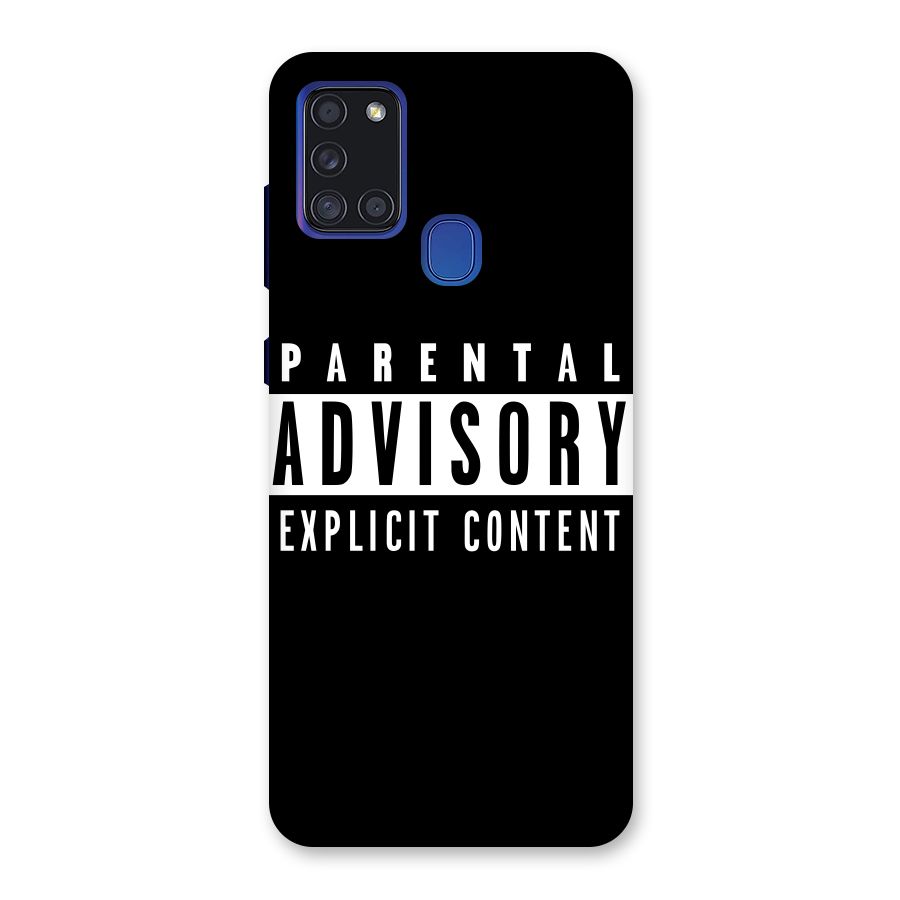 Parental Advisory Label Back Case for Galaxy A21s