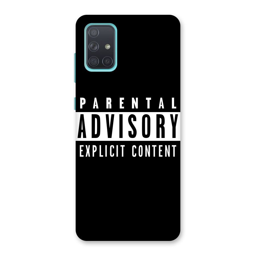 Parental Advisory Label Back Case for Galaxy A71