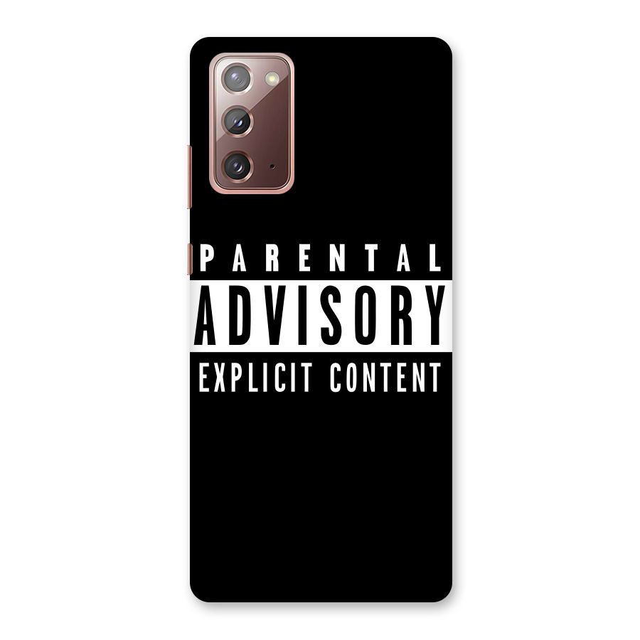 Parental Advisory Label Back Case for Galaxy Note 20