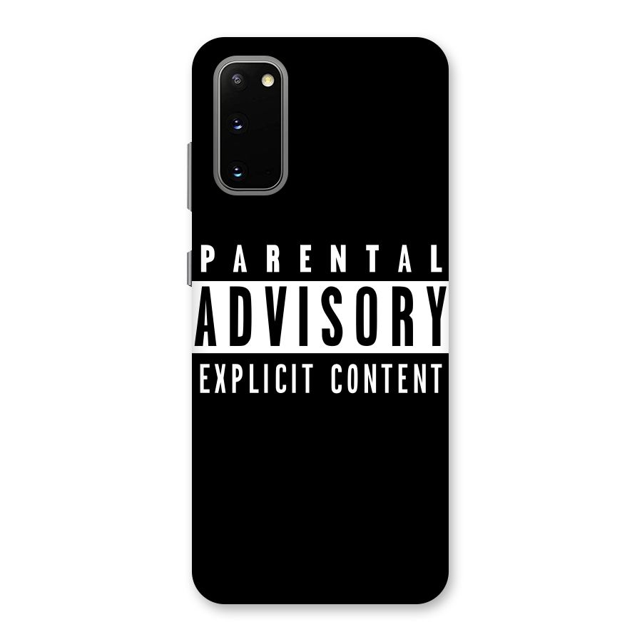 Parental Advisory Label Back Case for Galaxy S20