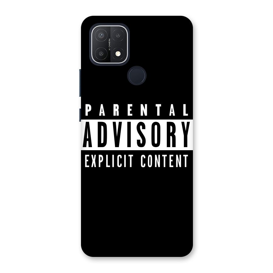 Parental Advisory Label Back Case for Oppo A15