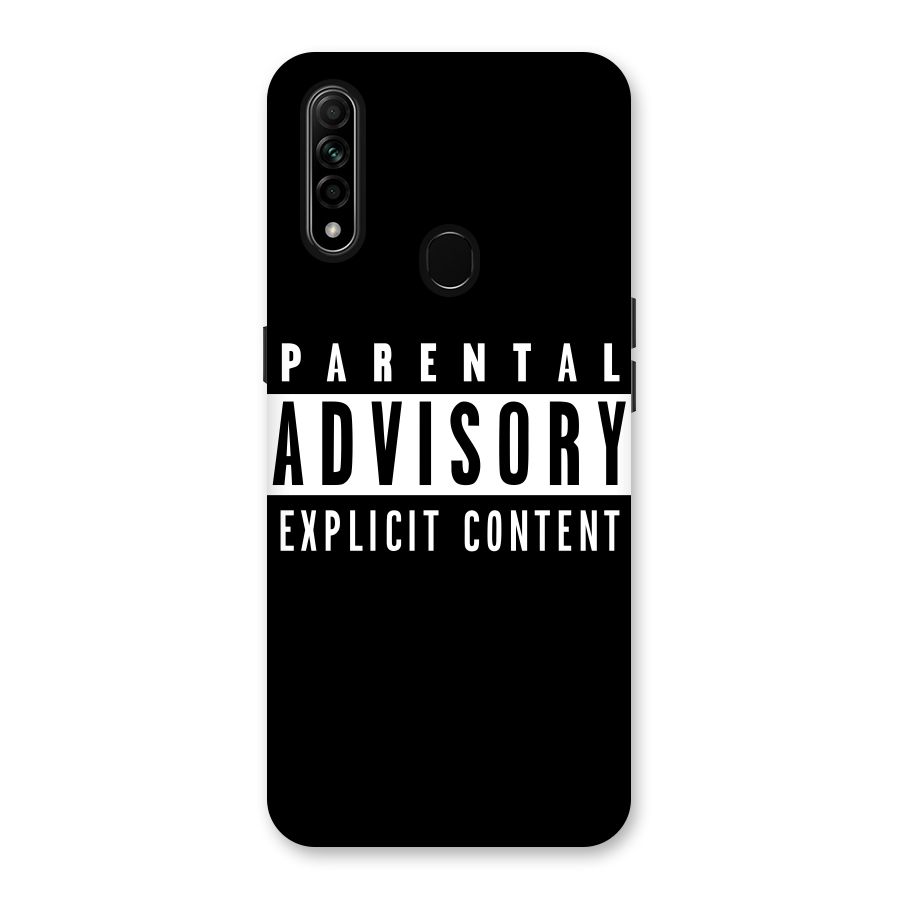 Parental Advisory Label Back Case for Oppo A31