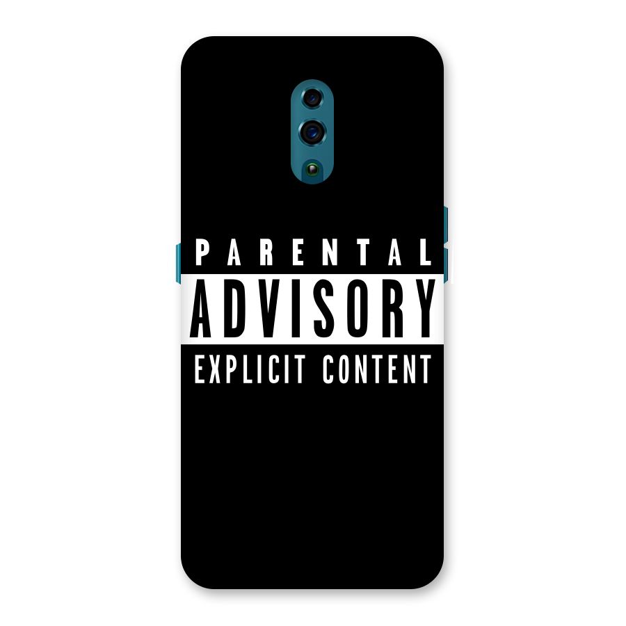 Parental Advisory Label Back Case for Oppo Reno
