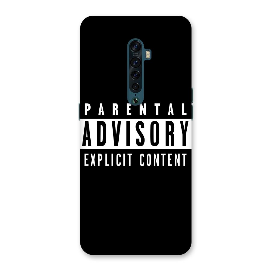 Parental Advisory Label Back Case for Oppo Reno2