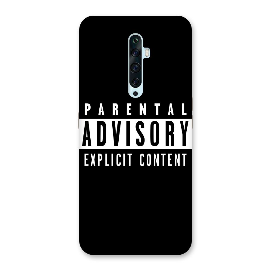 Parental Advisory Label Back Case for Oppo Reno2 F