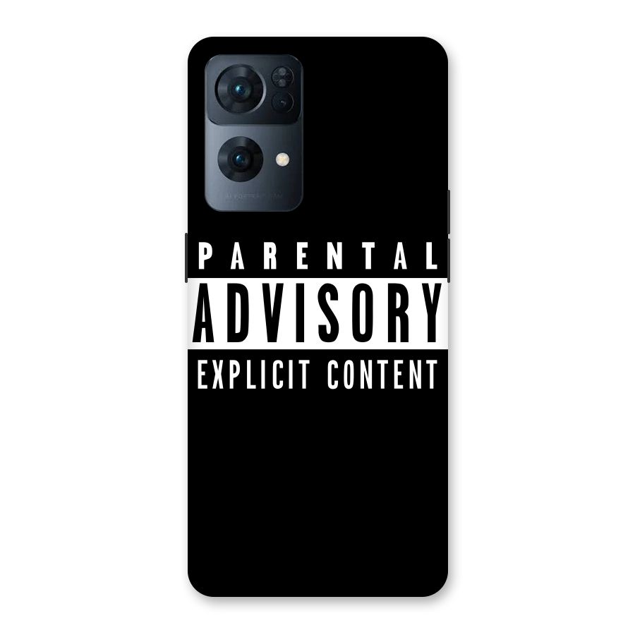 Parental Advisory Label Back Case for Oppo Reno7 Pro 5G