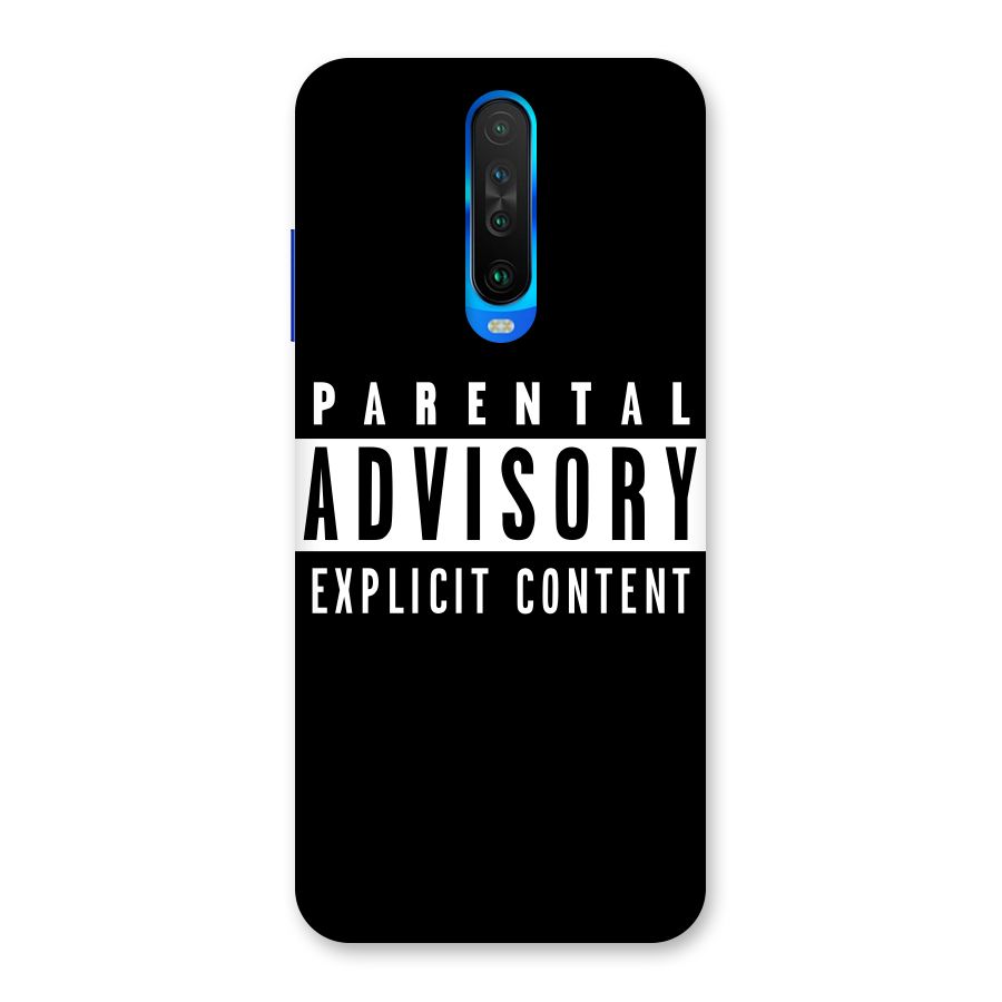 Parental Advisory Label Back Case for Poco X2