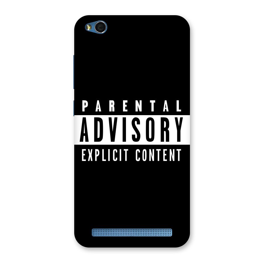 Parental Advisory Label Back Case for Redmi 5A