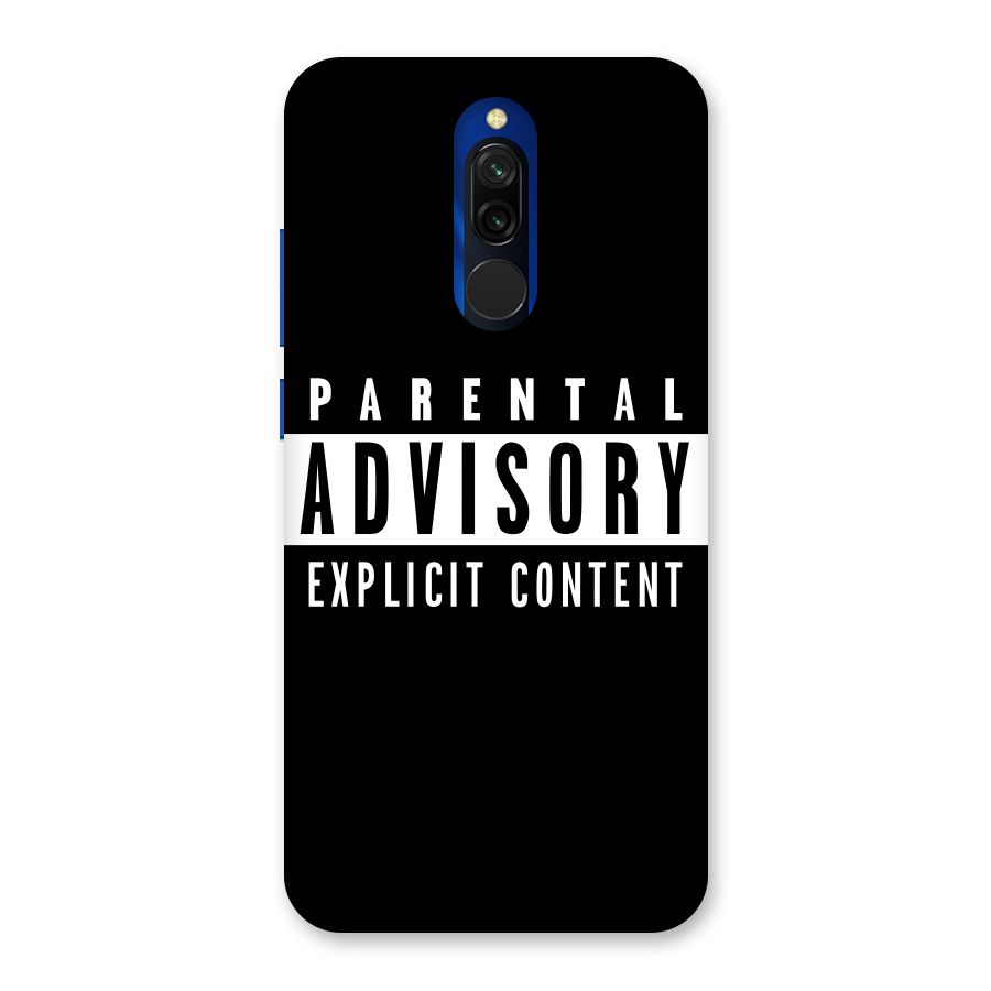 Parental Advisory Label Back Case for Redmi 8