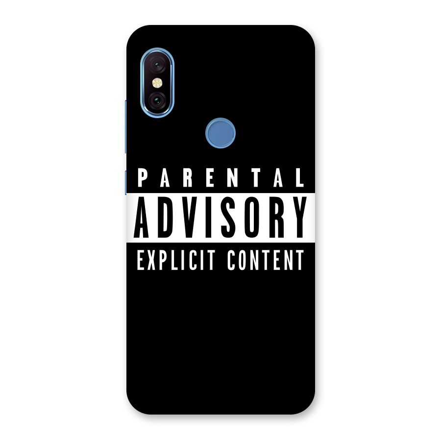 Parental Advisory Label Back Case for Redmi Note 6 Pro