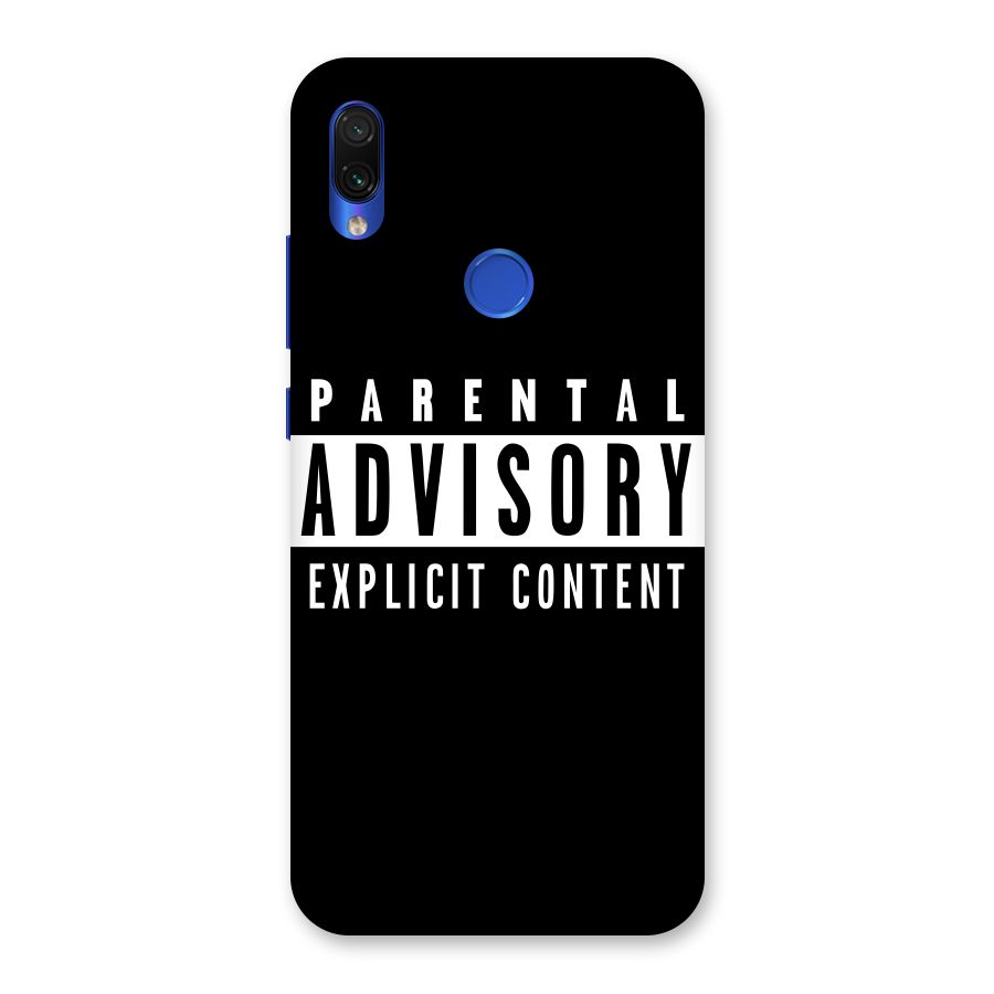Parental Advisory Label Back Case for Redmi Note 7S