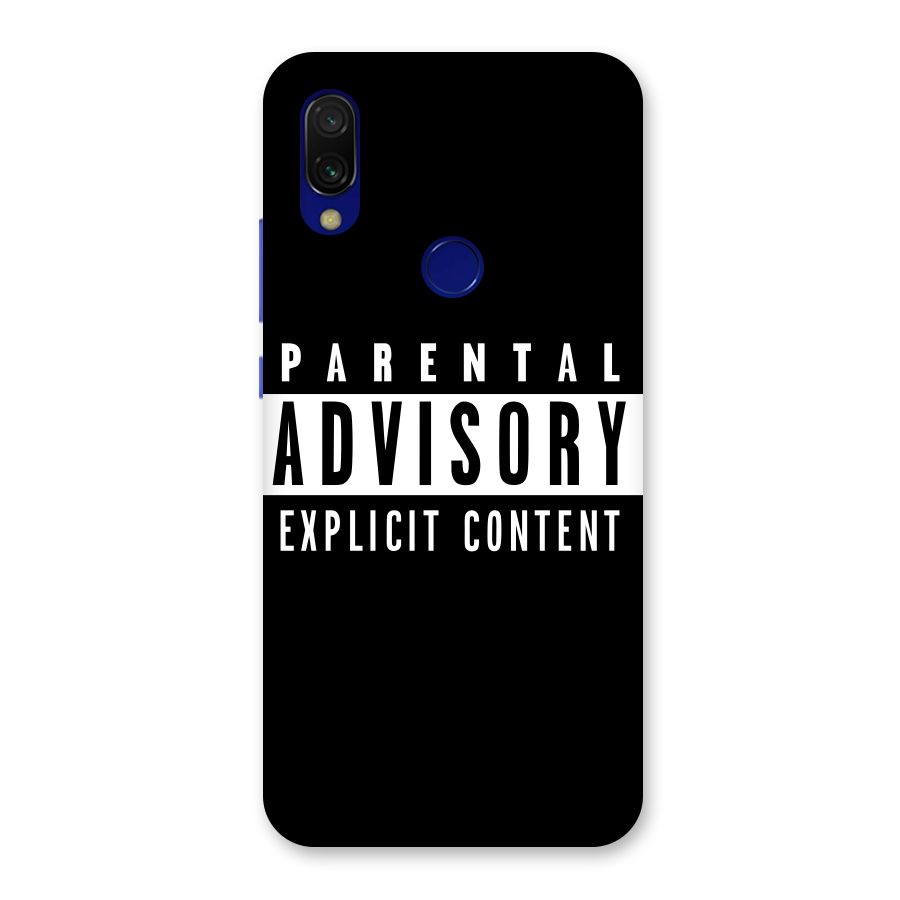 Parental Advisory Label Back Case for Redmi Y3