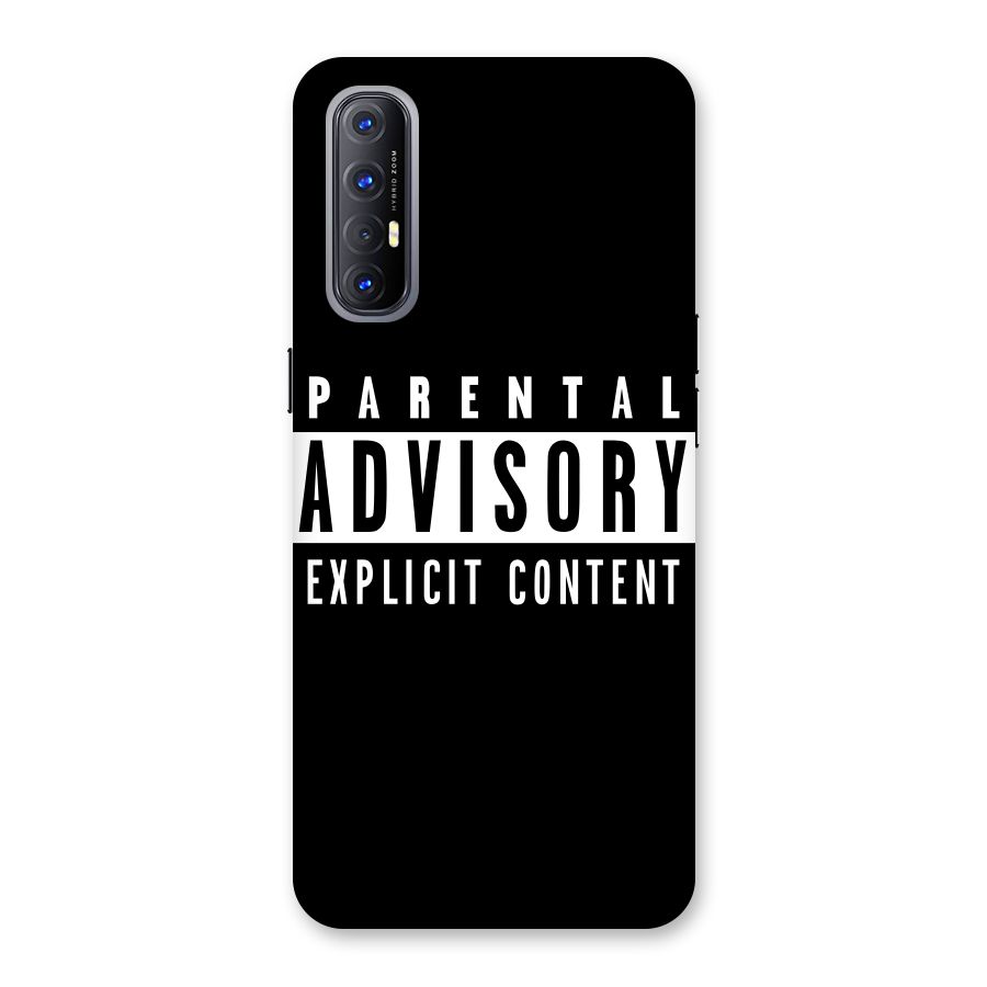 Parental Advisory Label Back Case for Reno3 Pro