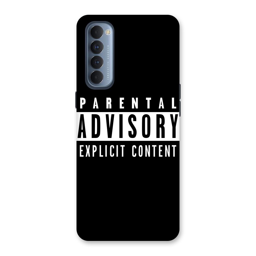 Parental Advisory Label Back Case for Reno4 Pro