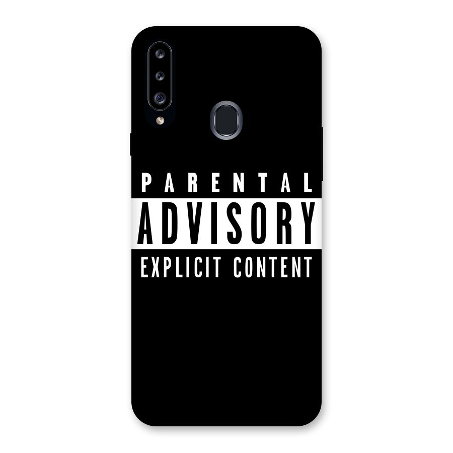 Parental Advisory Label Back Case for Samsung Galaxy A20s