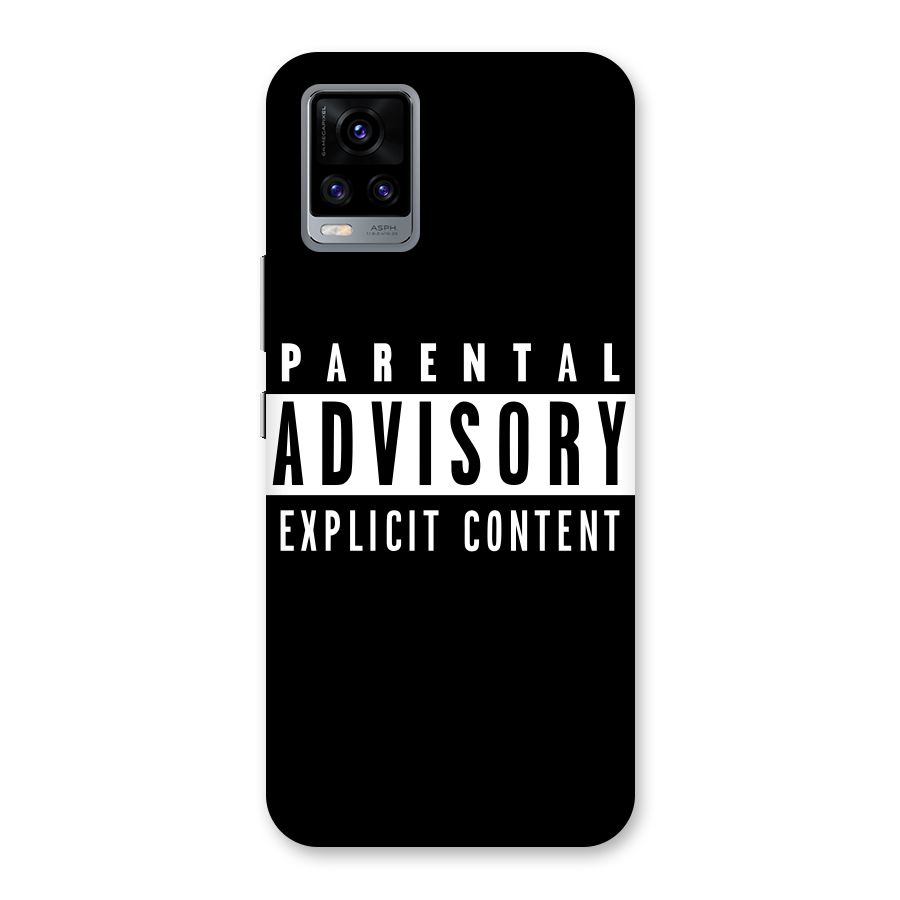 Parental Advisory Label Back Case for Vivo V20