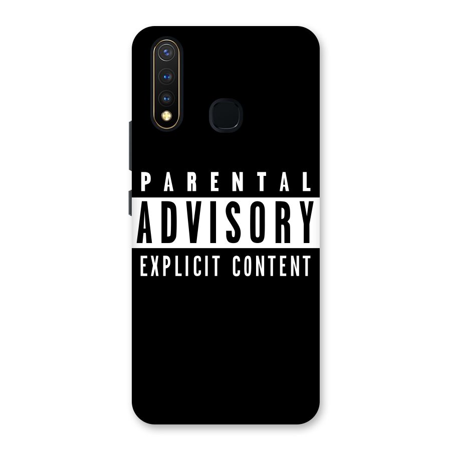 Parental Advisory Label Back Case for Vivo Y19