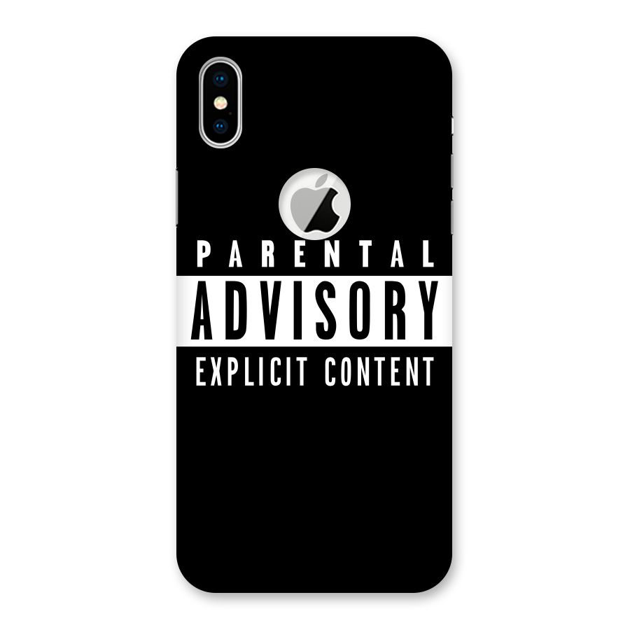 Parental Advisory Label Back Case for iPhone XS Logo Cut