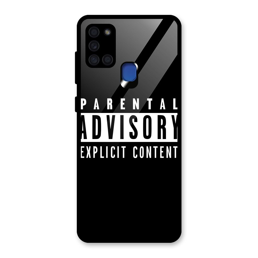 Parental Advisory Label Glass Back Case for Galaxy A21s