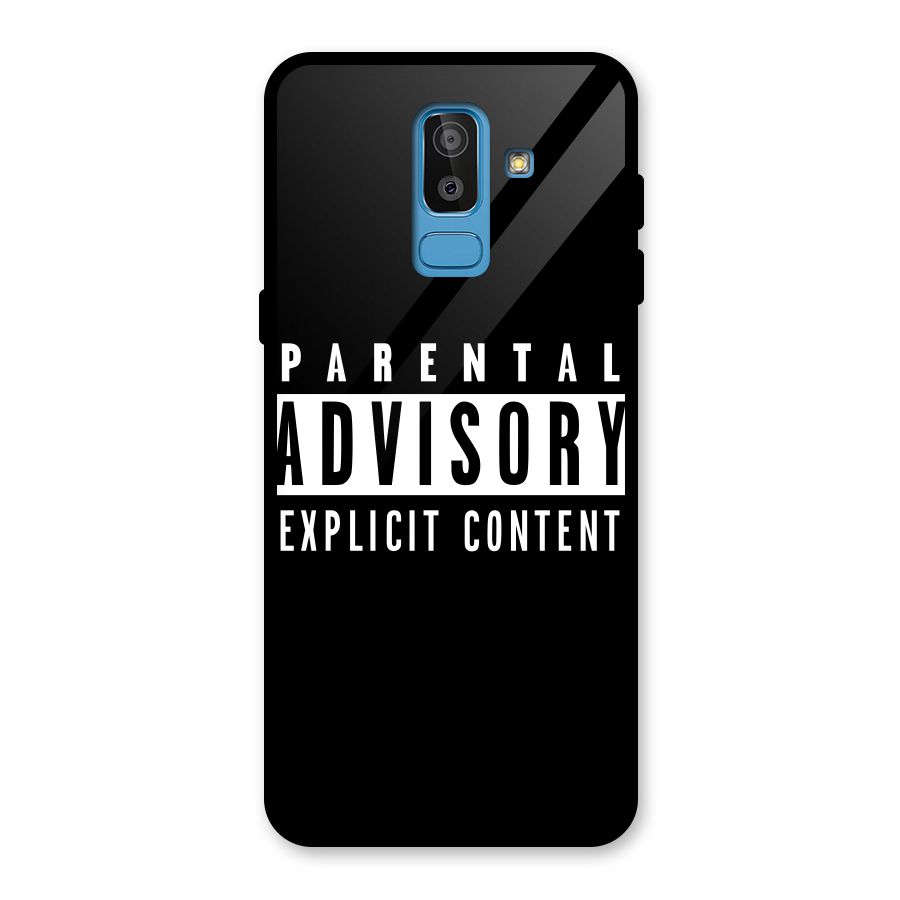 Parental Advisory Label Glass Back Case for Galaxy J8