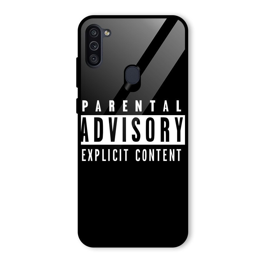 Parental Advisory Label Glass Back Case for Galaxy M11
