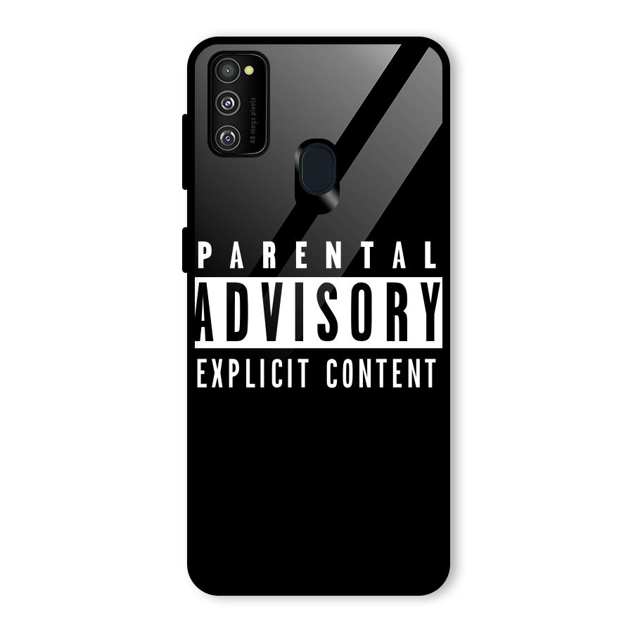 Parental Advisory Label Glass Back Case for Galaxy M30s