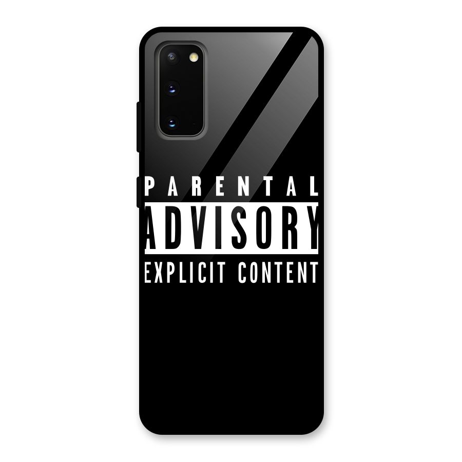 Parental Advisory Label Glass Back Case for Galaxy S20