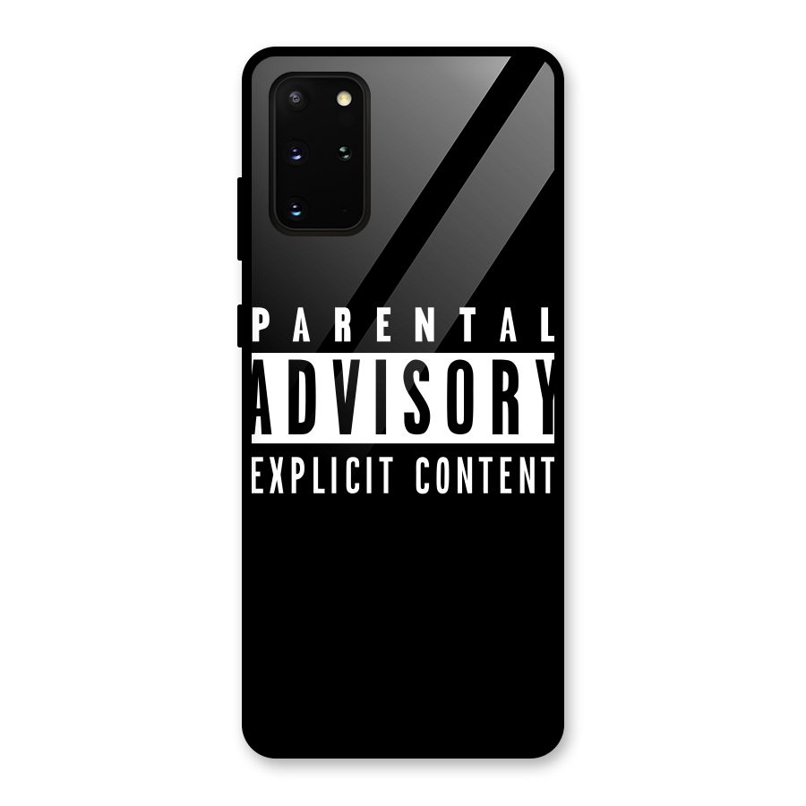 Parental Advisory Label Glass Back Case for Galaxy S20 Plus