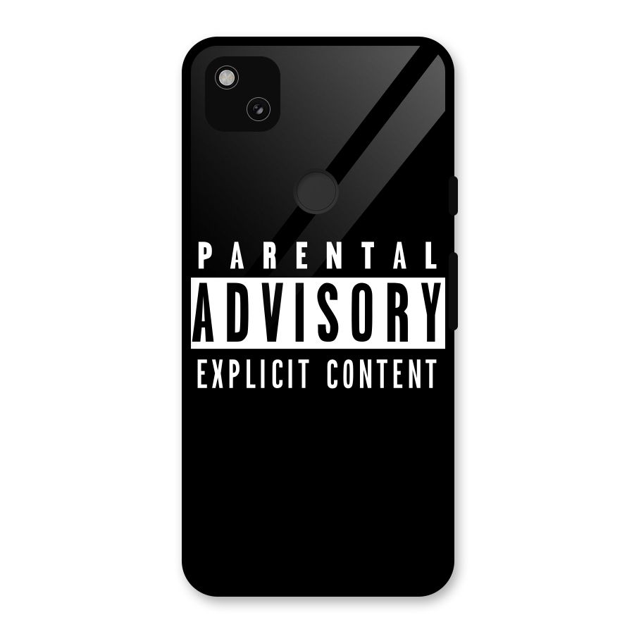 Parental Advisory Label Glass Back Case for Google Pixel 4a