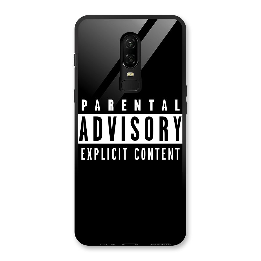 Parental Advisory Label Glass Back Case for OnePlus 6