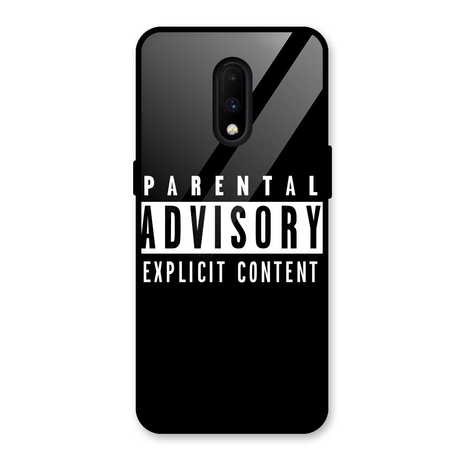 Parental Advisory Label Glass Back Case for OnePlus 7